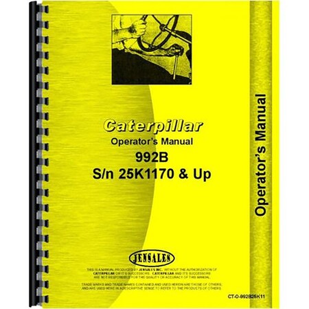Fits Caterpillar 992B Wheel Loader Operators Manual (New)